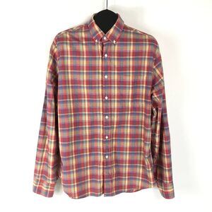 J. Crew Classic Fit Button Down Shirt Men's Large Plaid Long Sleeve 100% Cotton
